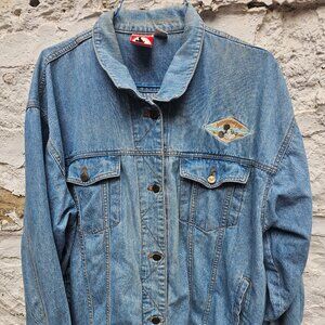 Vintage Disney Mickey Mouse "Since 1928" Denim Jean Jacket Size XL Mickey minnie